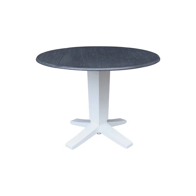 42 in Solid Wood Round Dual Drop Leaf Pedestal Dining Table