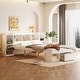 preview thumbnail 3 of 7, Queen Size Platform Bed with Multi-storage Headboard and Drawers,White