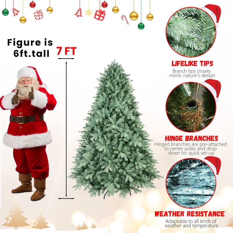 4FT Blue Christmas Tree with 592 PE+PVC Tips-Unique Full-Bodied Tree with Hinged Branches,Easy Assembly