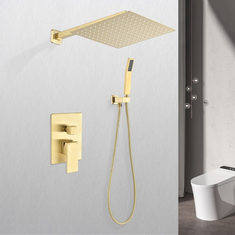 12" Rain Shower Head Systems Wall Mounted Shower - Brushed Gold