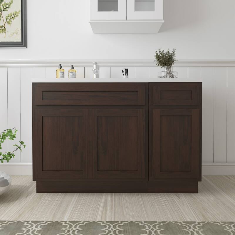 Vanity Art 45" Oak Freestanding Bathroom Vanity Cabinet without Top - Brown
