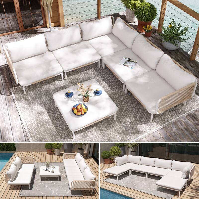 Pellebant Outdoor Sectional Sofa Patio Conversation Seating Set