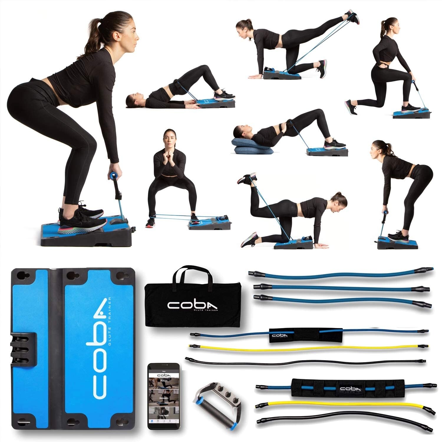CoBa GLUTE Trainer Full Home Workout System 2 Bands