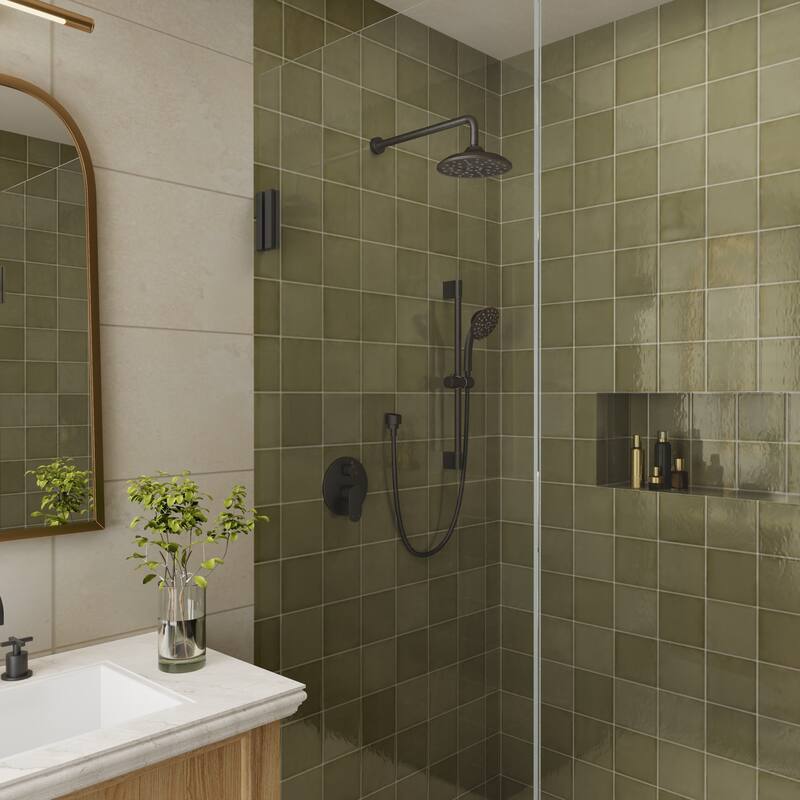 4-Spray Wall Mount Dual Fixed and Handheld Shower Head with Adjustable Slide Bar and Pressure-Balanced Valve