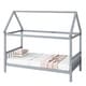 preview thumbnail 44 of 44, Twin Size House Bed with Headboard and Footboard, Underbed Storage - Rubberwood House-shaped Bed Frame for Children's Room