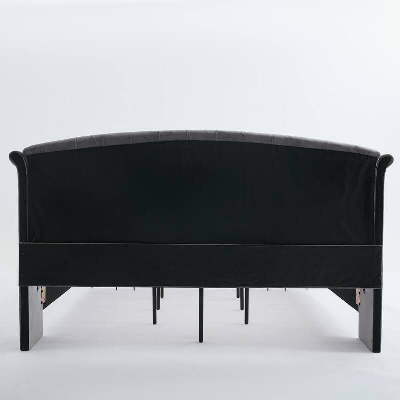 Christopher Knight Home - Larkswood Velvet Upholstered King Size Bed Frame with Wingback Headboard