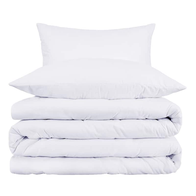 HomeRoots White King Cotton Blend 1000 Thread Count Washable Duvet Cover Set