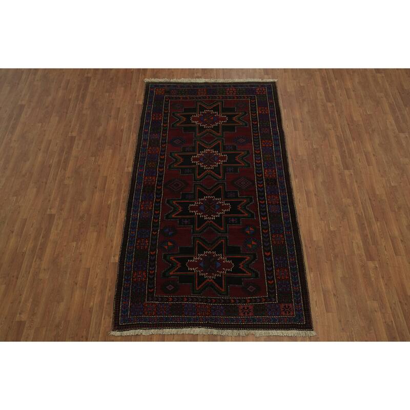 Hand Knotted Oriental 100% Wool Carpet Traditional Tribal Red Kazak Area Rug - 9' 9'' X 5' 2''