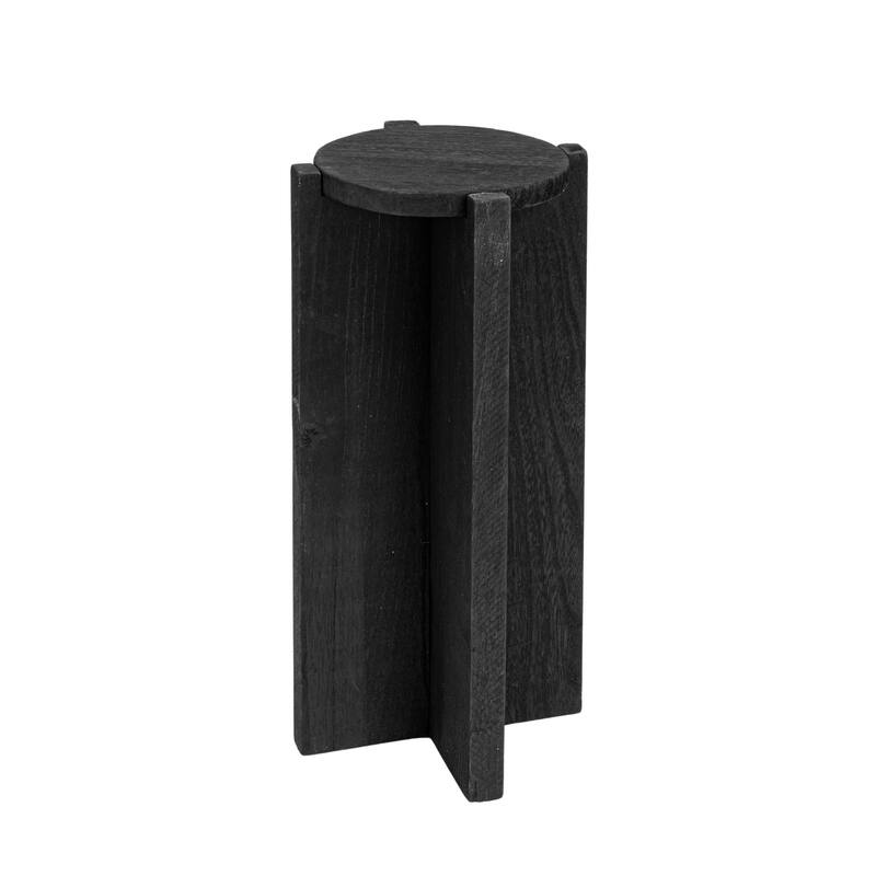 Paulownia Wood Accent Table - 10" Round - Black