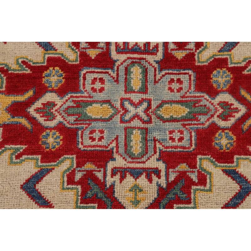 Traditional Beige Kazak Oriental Area Rug Handmade Wool Carpet - 5'2" x 6'10"