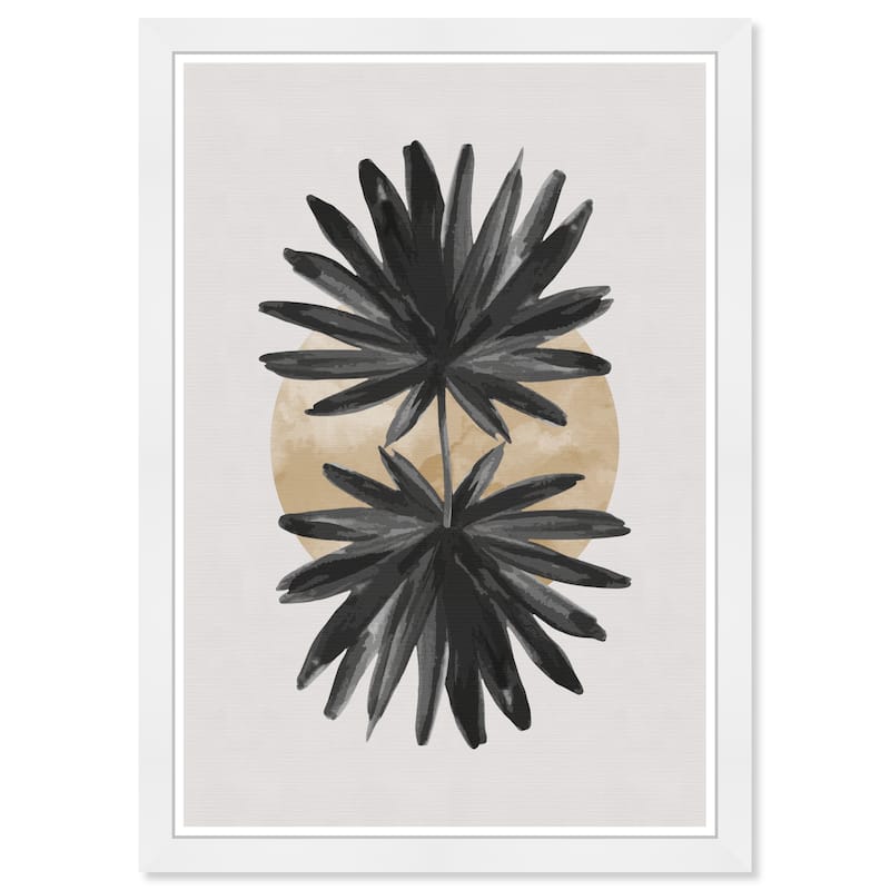 Wynwood Studio Prints Floral and Botanical Palm Leaf Shade II Black and Modern & Contemporary Wall Art Canvas Print