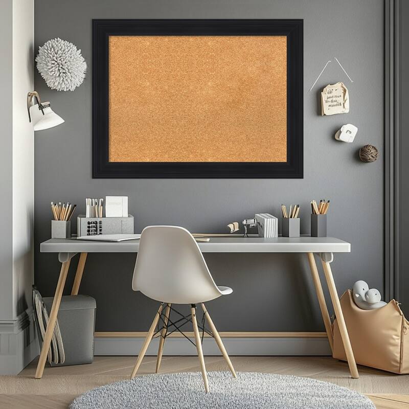 Abbey Black Framed Cork Board - Bulletin Board, Organization Board, Pin Board