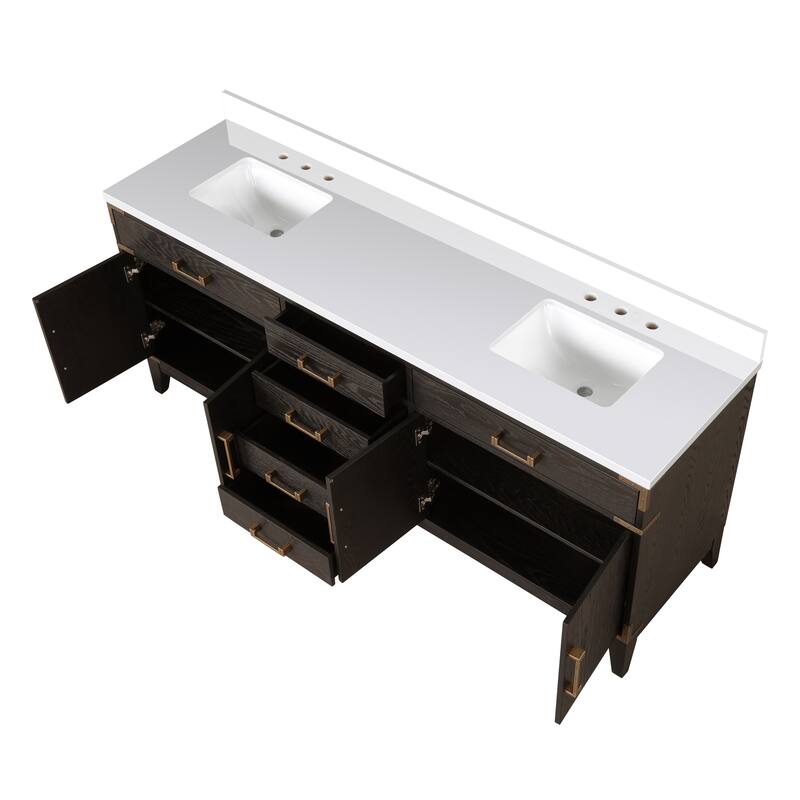 Laurel 60 in W x 22 in D Black Oak Double Bath Vanity and Cultured Marble Top