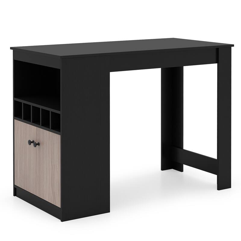 Engineered Wood Bar Table with Wine Rack and Adjustable Shelf - 48" L x 24" W x 36" H