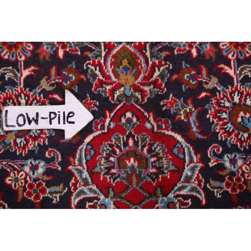 Hand Knotted Oriental 100% Wool Carpet Traditional Floral Navy Blue & Blues Mashad Area Rug - 12' 7'' X 9' 7''