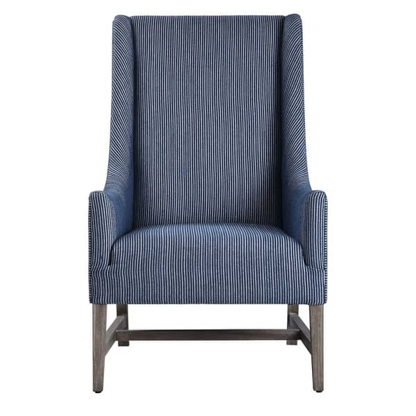 slide 2 of 7, Uttermost Galiot 27" Wide Coastal Feel Wingback Arm Chair with Striped - Blue / White Blue / White