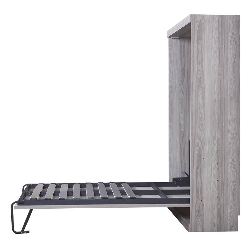 Roomfitters Twin/Full Murphy Bed with Foldable Cabinet Design and Compact Wall-Mounted Frame, Grey
