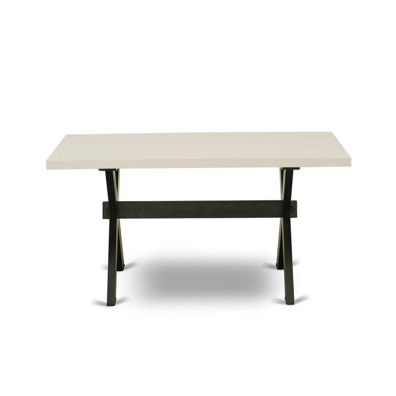 Dining Table Modern Cement Top X-Style 40x72 Inch Table Linen White Legs - 40