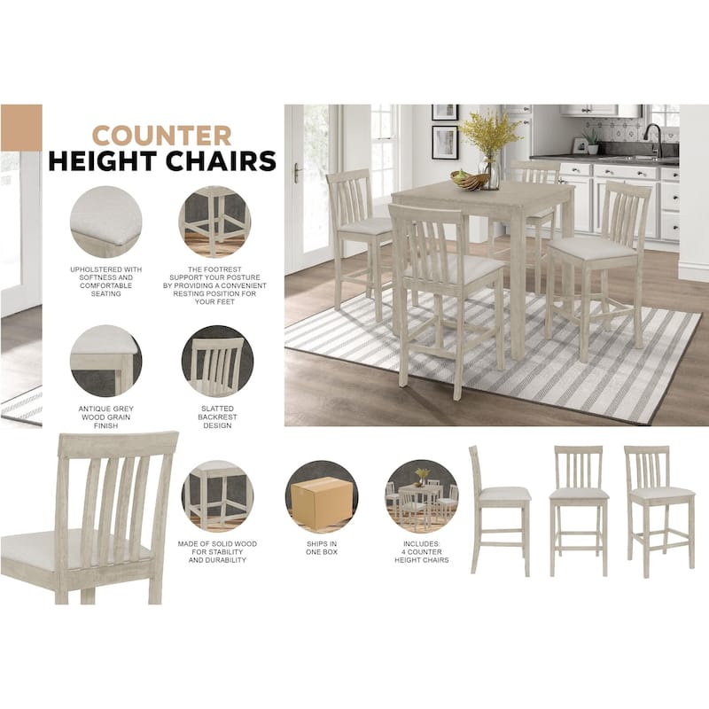 CraftPorch Gorgeous Antique Grey Dining Chairs (Set of 4)