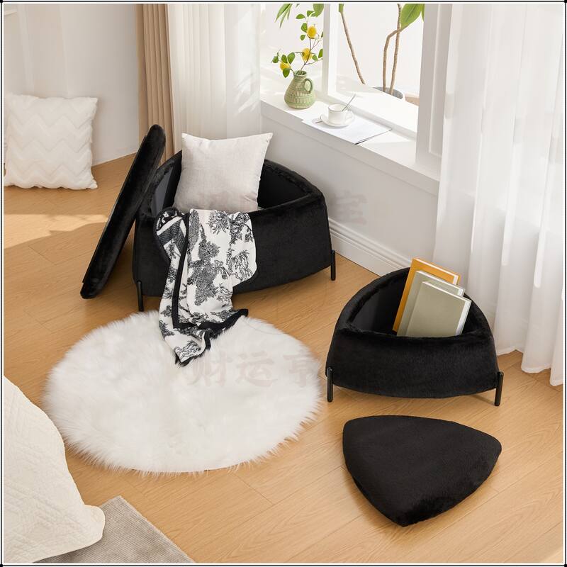 29.9"Wide 2 - Piece Upholstered Storage Ottoman Set - Black