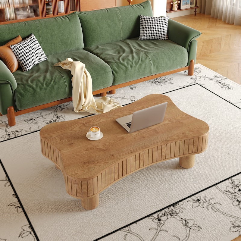 Lift Top Coffee Table - Fluted Panel Hidden Storage,Silent Hydraulic Lift,Curved Safety Corners,5 Min Assembly