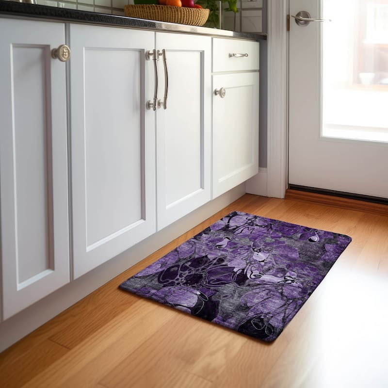 Premium Washable Super Soft Abstract Floral Mayfield Rug - Purple - 1' 8" x 2' 6" - Rectangle