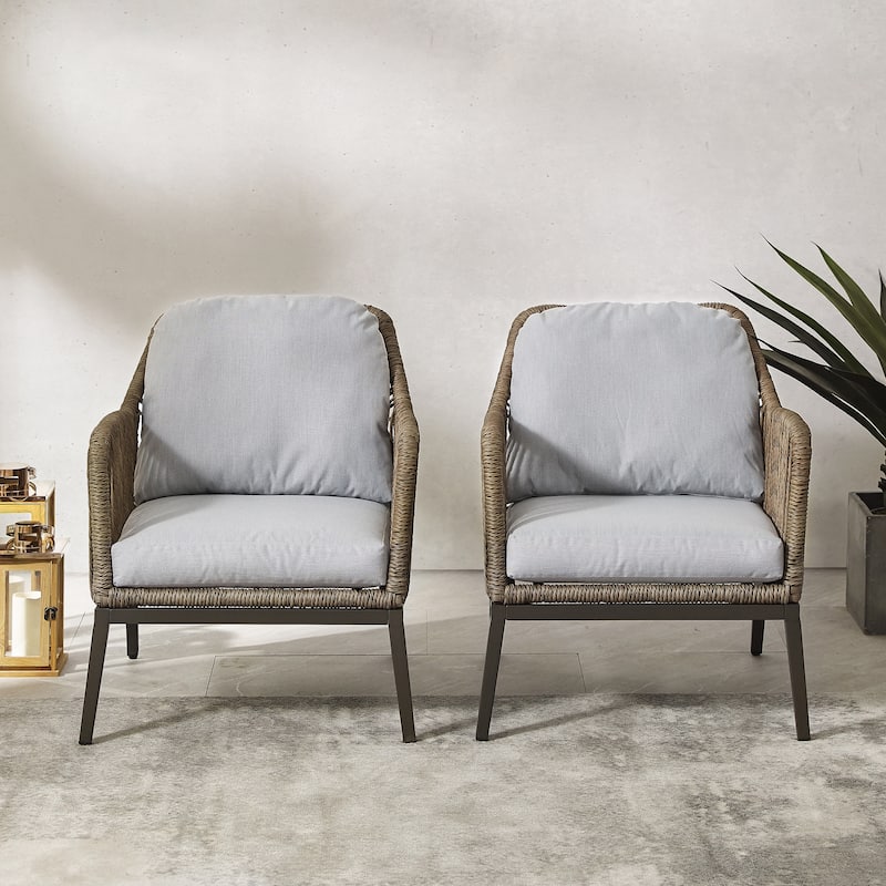 Haven 2Pc Outdoor Wicker Armchair Set - 33.63"D x 26.38"W x 29.75"H