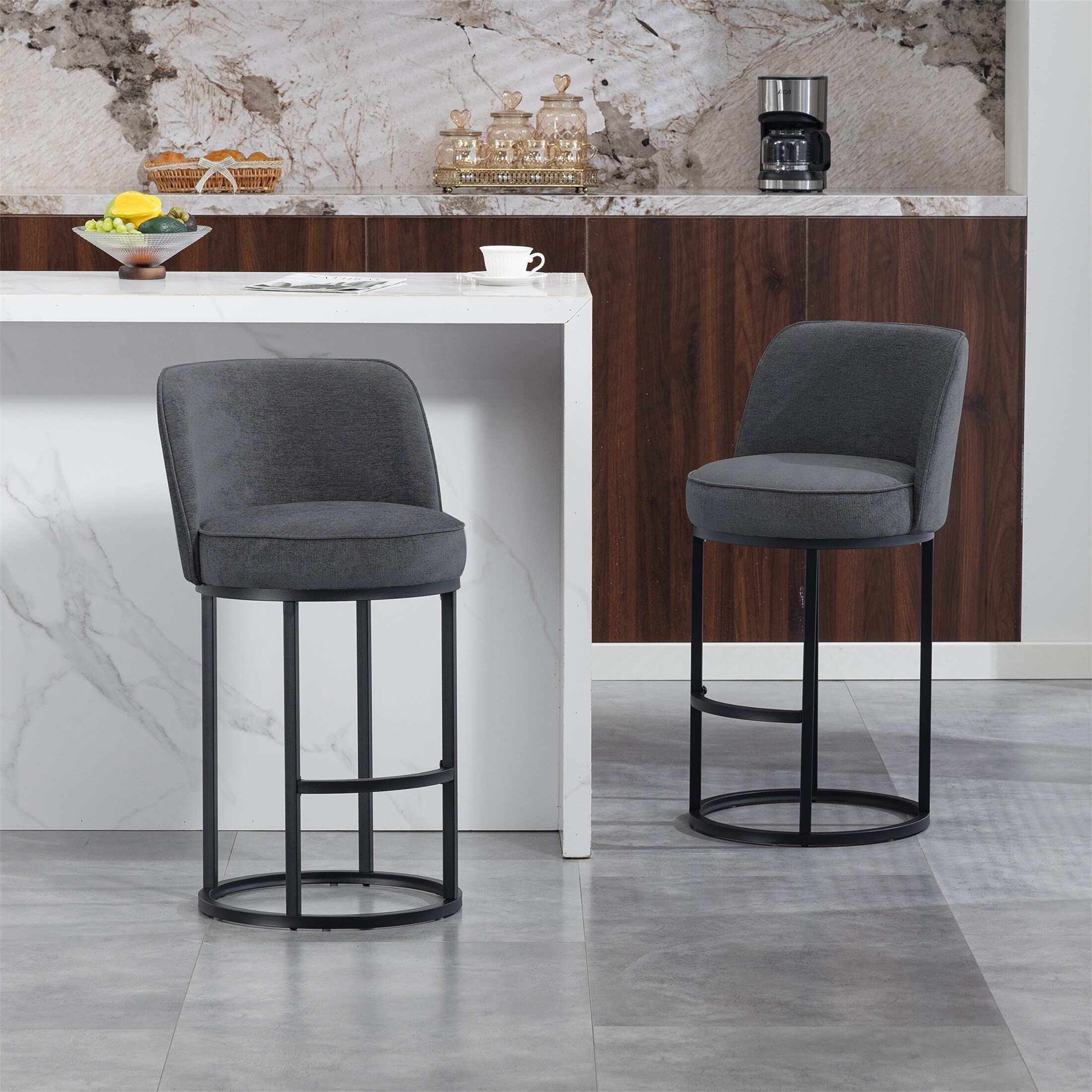Modern Counter Height Bar Stools with Backrest(Set of 2)
