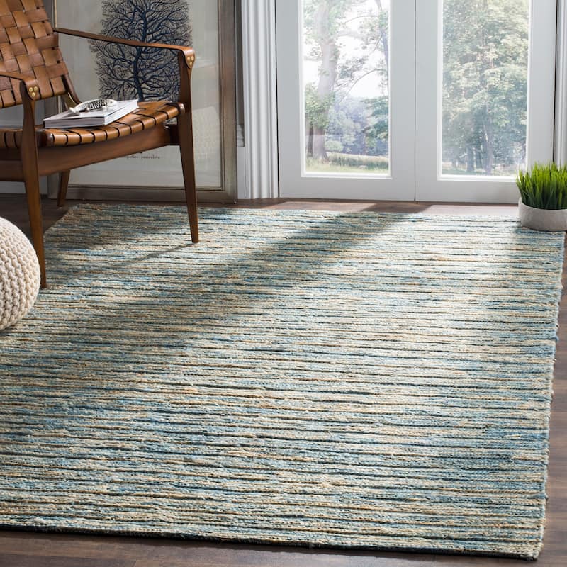 SAFAVIEH Handmade Organica Chikako Casual Jute Rug - 4' x 6' - Blue/Natural