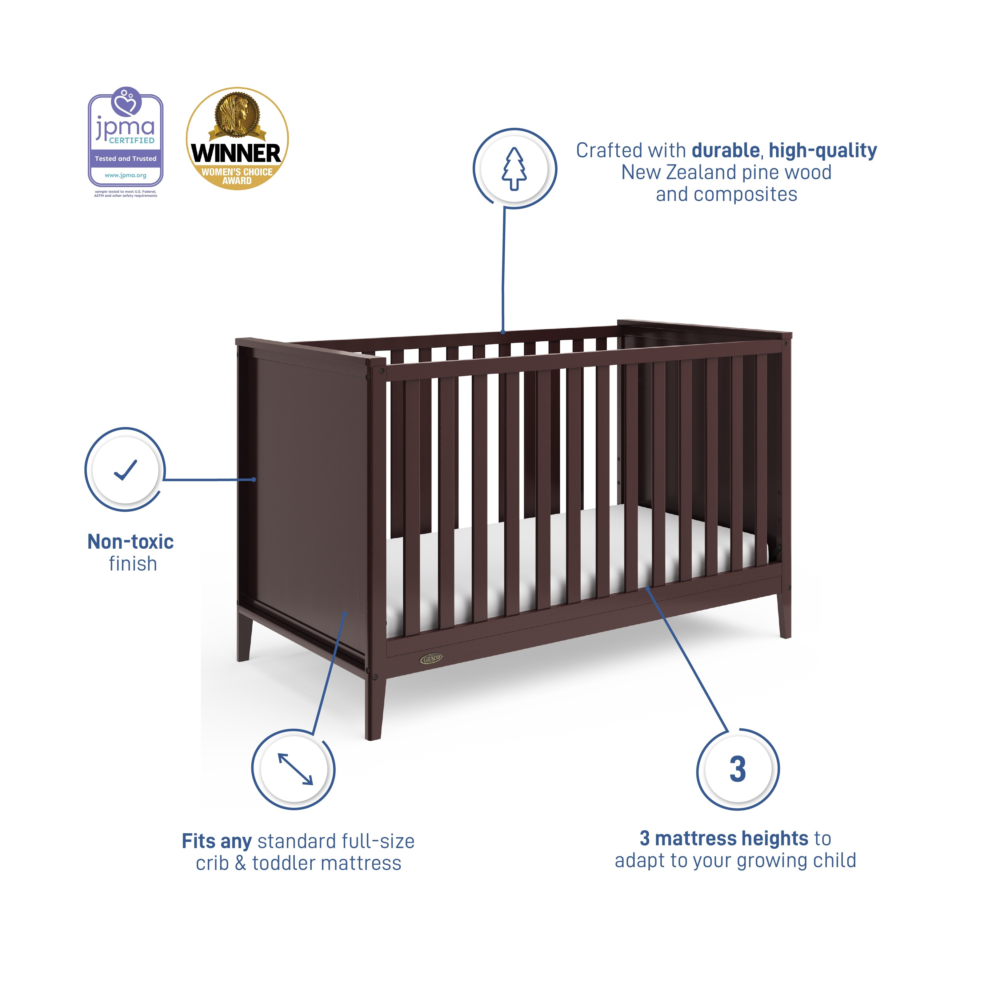 graco crib dimensions