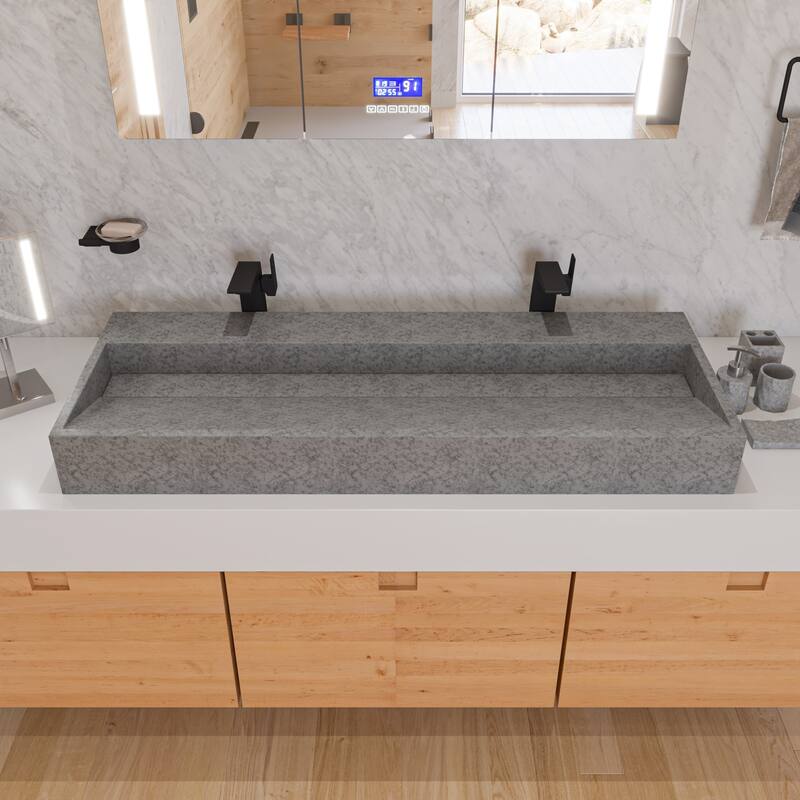 ALFI brand 48" Solid Concrete Gray Matte Trough Sink for the Bathroom