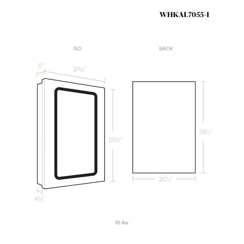 Whitehaus Collection Medicinehaus Recessed Single Door Medicine Cabinet with Outlet and LED Power Dimmer for Light