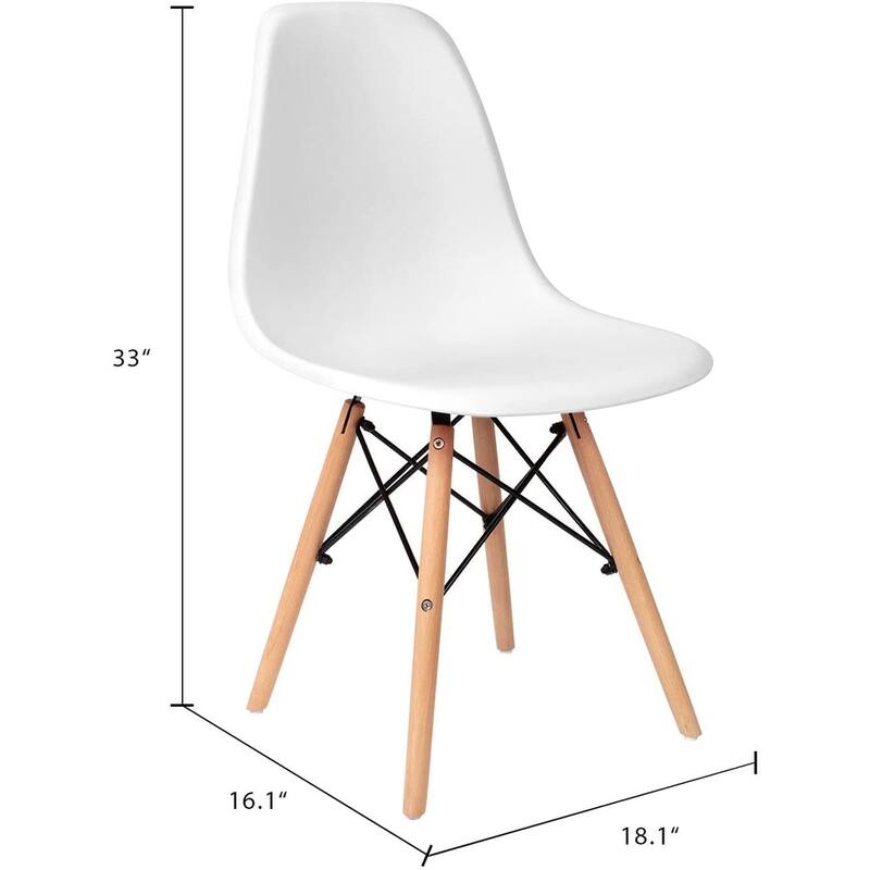 Furniwell Set of 4 Dining Chairs,Plastic Armless Chairs, Mid-century Modern, Kitchen, Dining Room, Bedroom, Living Room