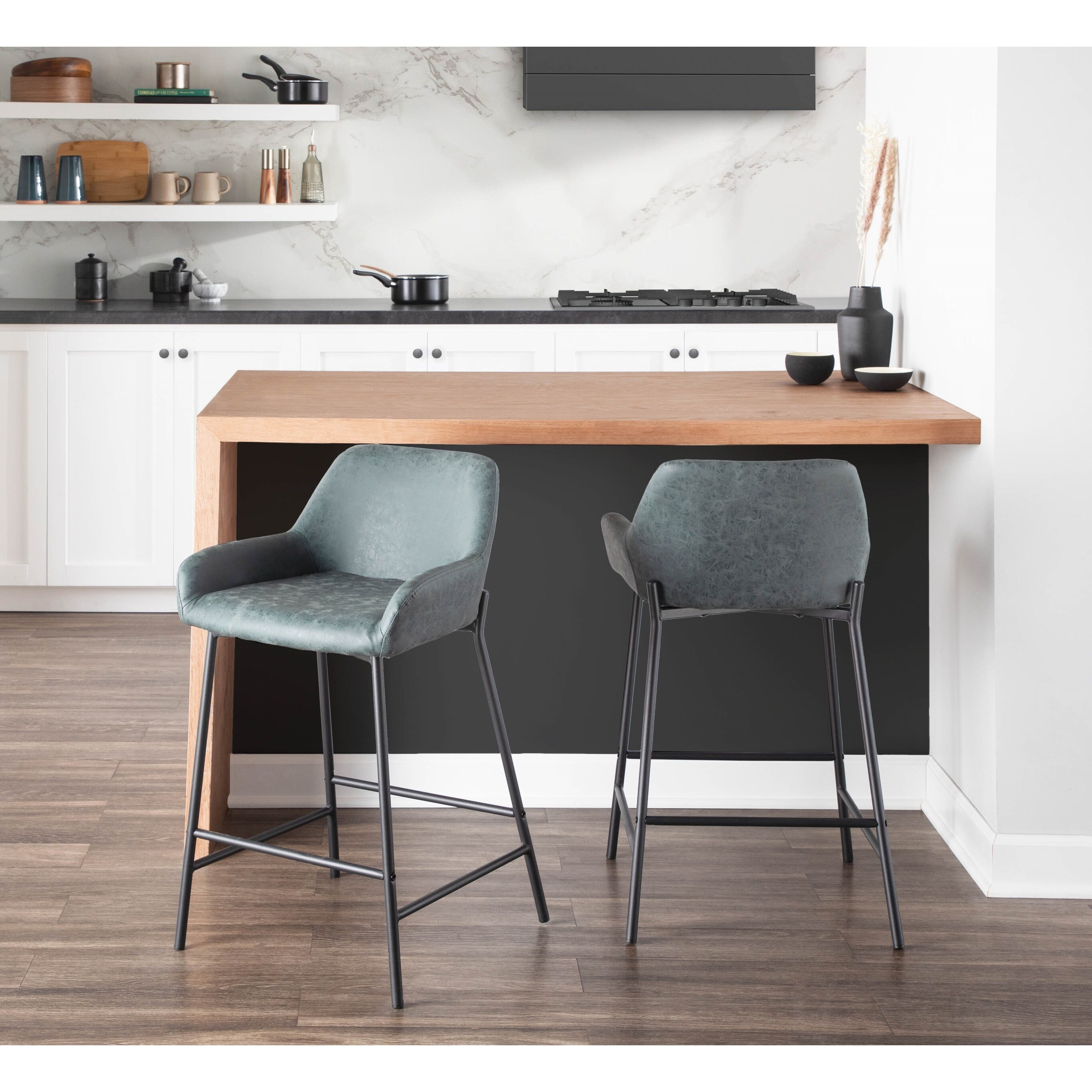 Carbon Loft Galotti Industrial Counter Stools Set of 2 N A