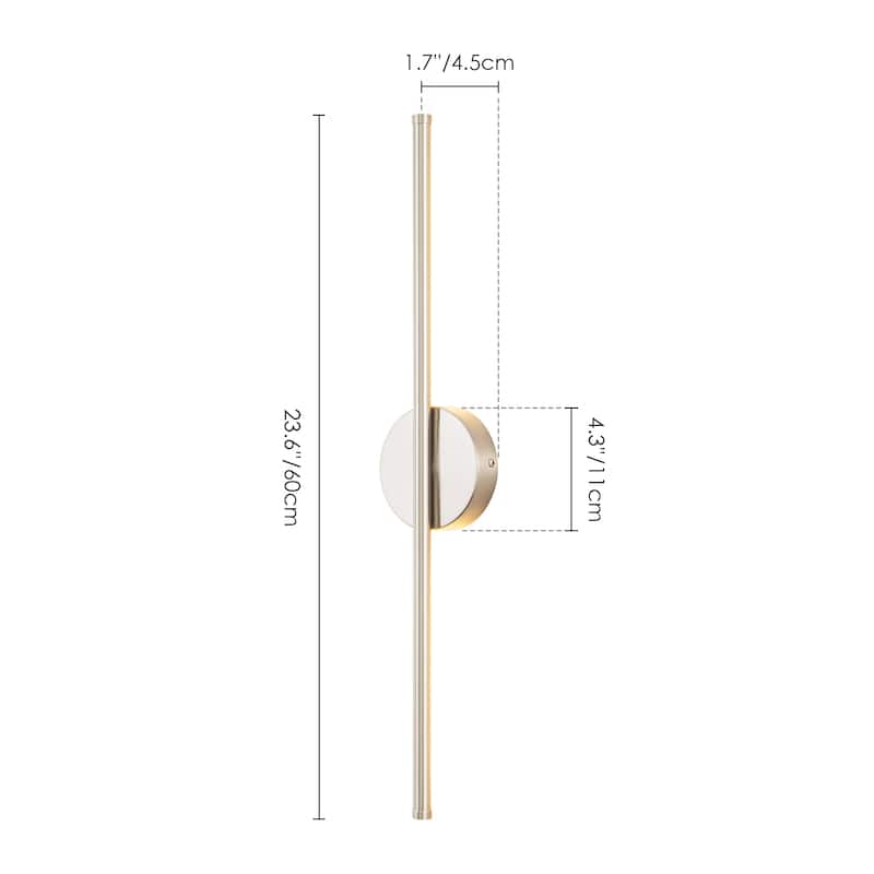 1-Light Black/ Gold/ Nickel Modern Long Linear Strip Wall Sconce Dimmable LED Bathroom Vanity Light