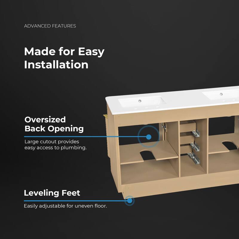 OVE Xander Bathroom Vanity with White Engineered Stone Top