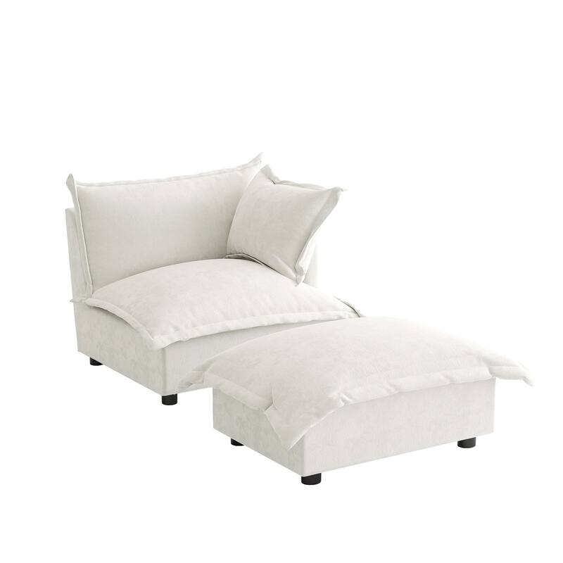 Modern Cloud Chaise Longue Accent Chair with Ottoman set