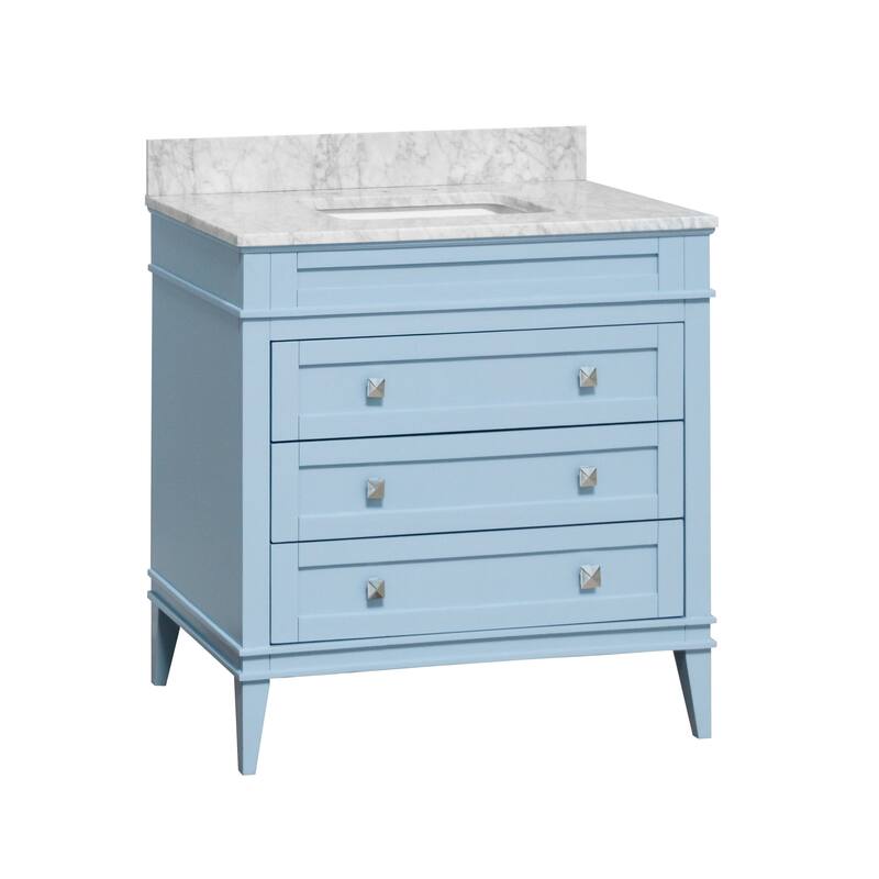 KitchenBathCollection Eleanor 36" Bathroom Vanity with Carrara Marble Top