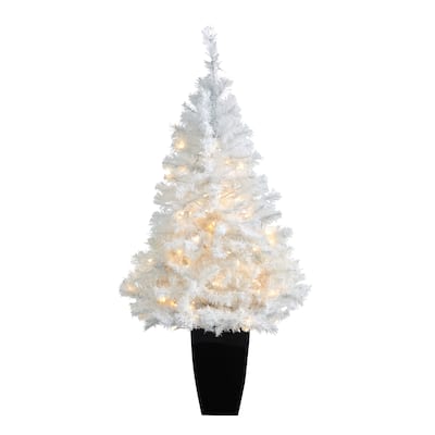 50" White Artificial Christmas Tree with 100 LED Lights in Planter