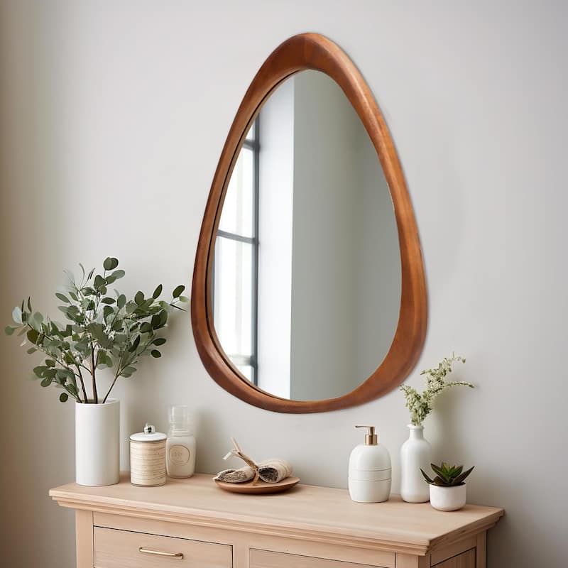 Irregular Mirror Asymmetrical Wood Wall Mirror