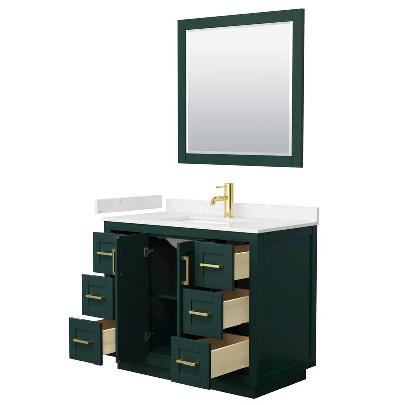 Miranda Single Vanity Set, Cultured Marble Top, 34-Inch Mirror