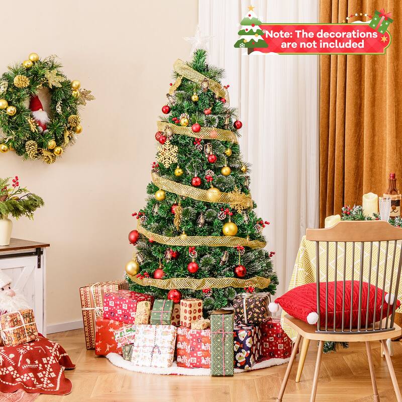 Gymax 5/6/7 FT Christmas Tree Artificial Xmas Tree w/ 8 Lighting Modes - See Details