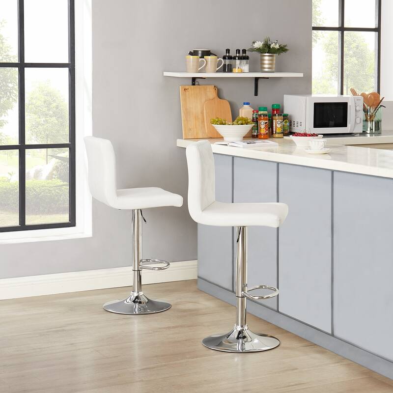 VECELO Bar Stools Set of 2 Armless Adjustable Swivel Modern PU Leather Button Barstools Four Colors are Available