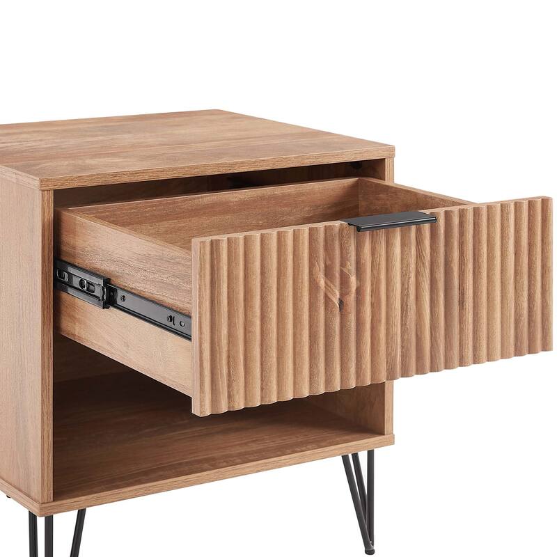 Manhattan Comfort Dumbo 1.0 Mid Century 1 Drawer Nightstand Set of 2