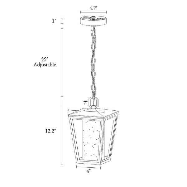 Anly Modern Farmhouse Black Gold 1-Light Outdoor Pendant Lights Patio Lantern Lamp - D7" x H12.2"