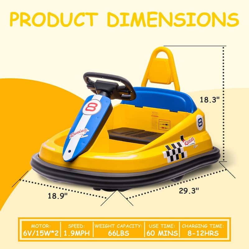 Baby Bumper Car, 6V Electric Ride On Car with 360 Spin