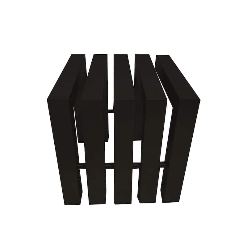 Namo 17 Inch Accent Stool, Modern Slatted Design, Rectangular, Black Steel