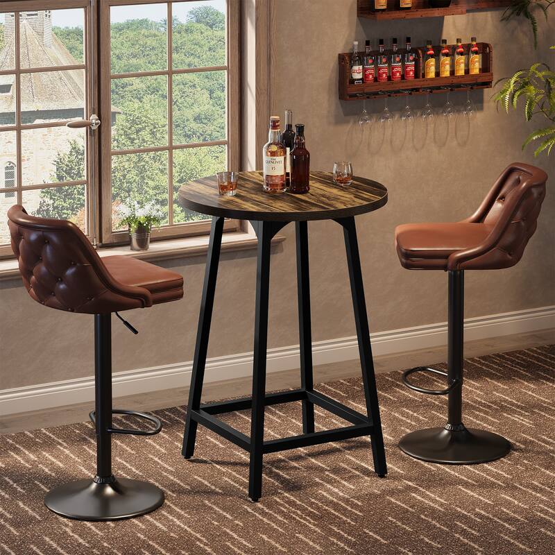 35.4'' High Top Bar Table, Small Round Cocktail Counter Height Table