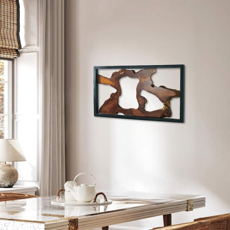 Greenage Teak Wall Decor Natural Live Edge Hanging Art Sculpture