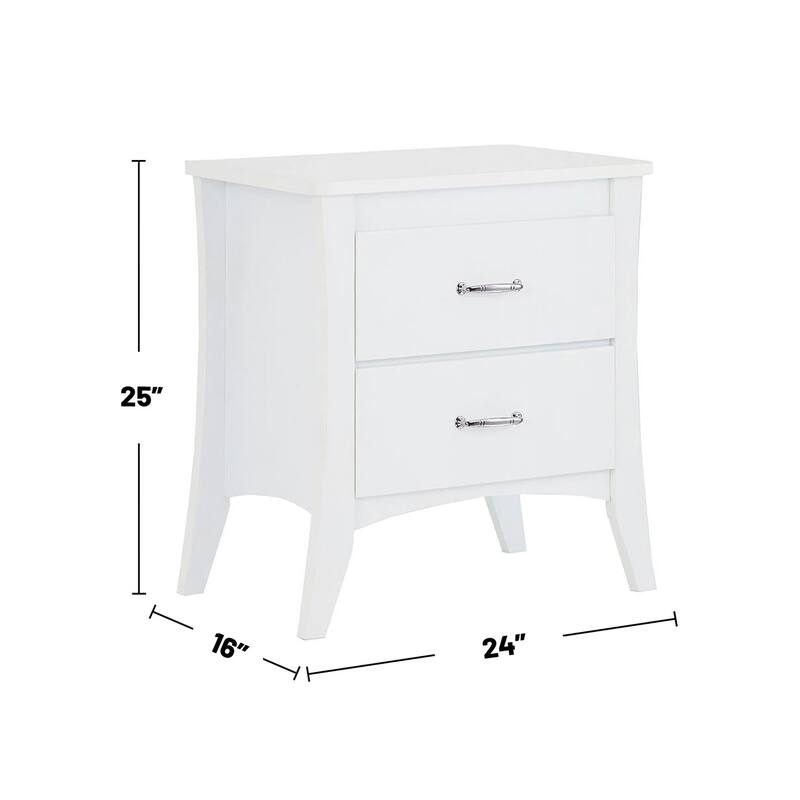 MDF Wooden Nightstand with 2 Drawers